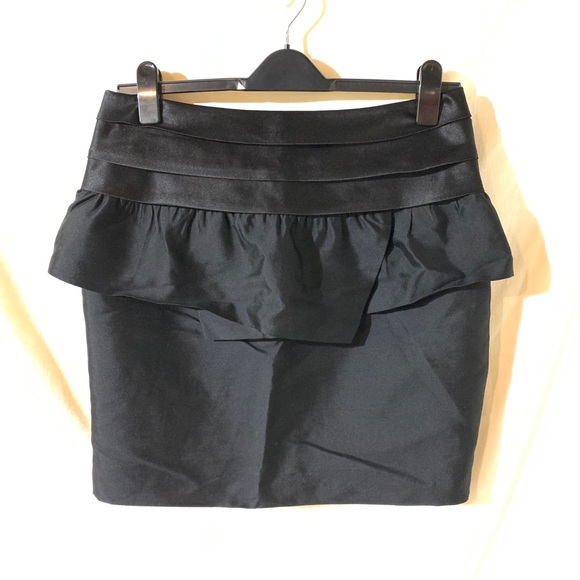 Reiss Dresses & Skirts - Reiss // Black satin ruffle detail mini skirt size 10